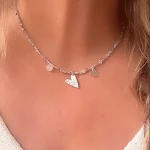 Collar Cuore con corazones calados en plata y piedra natural