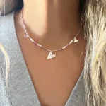 Collar de plata con colgante de corazón y gemas naturales