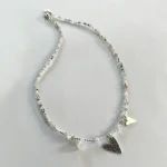 Collar de cuarzo rosa, amatista o piedra luna con colgante de corazón