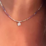 Collar artesanal con mix de turmalinas y detalles brillantes