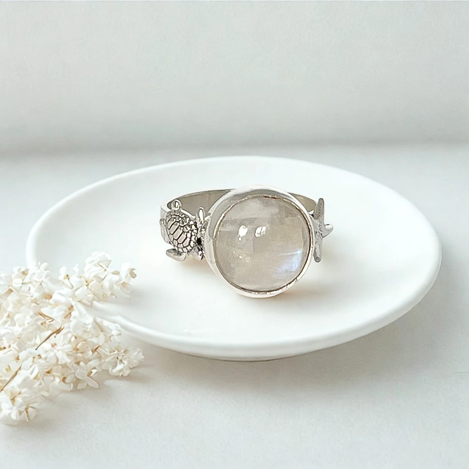 anillo mar de luna en plata