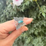 anillo mariposa con turquesa natural en plata