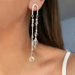 aros de plata con cuarzo cristal y swarovski