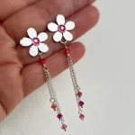 aros artesanales florales en plata 950