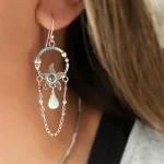 aros olas de mar con calcedonia celeste y cristal Swarovski