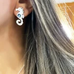 pendientes caballito de mar plata hecha a mano