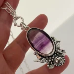 colgante de fluorita natural en plata