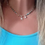 collar artesanal con crisocola y citrino