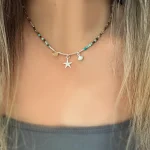 collar de piedras naturales tonos tierra y celestes