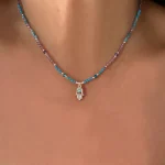 collar manito de plata con piedras naturales