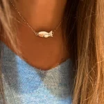 collar de pez grande y pequeño en plata