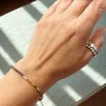 Pulsera hecha a mano con citrino, pirita y ojo de tigre
