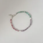 Pulsera hecha a mano con cuarzo rosa, amatista y amazonita