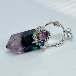 joya de plata 950 con amatista y piedra fluorita