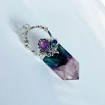 talismán de fluorita y amatista natural en plata