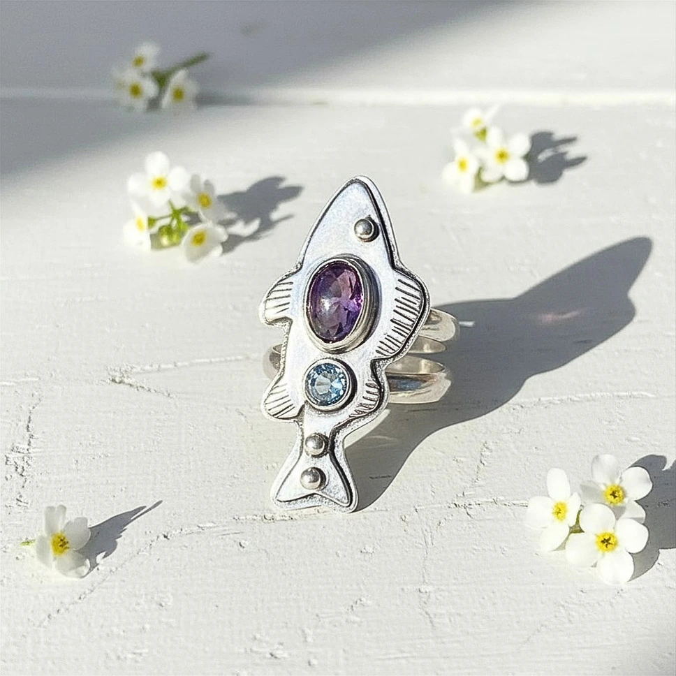 anillo pez de colores joyeria de autor