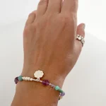 pulsera con amatista perlas y amazonita
