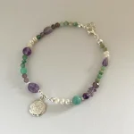 pulsera virgen de lourdes amatista amazonita
