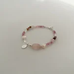 pulsera artesanal cuarzo rosa y turmalina