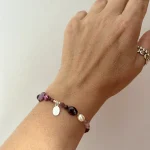 pulsera con granate turmalina y perlas