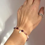 pulsera de plata con amatista perlas y granate