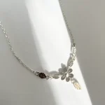 collar floral plata 950 mujer
