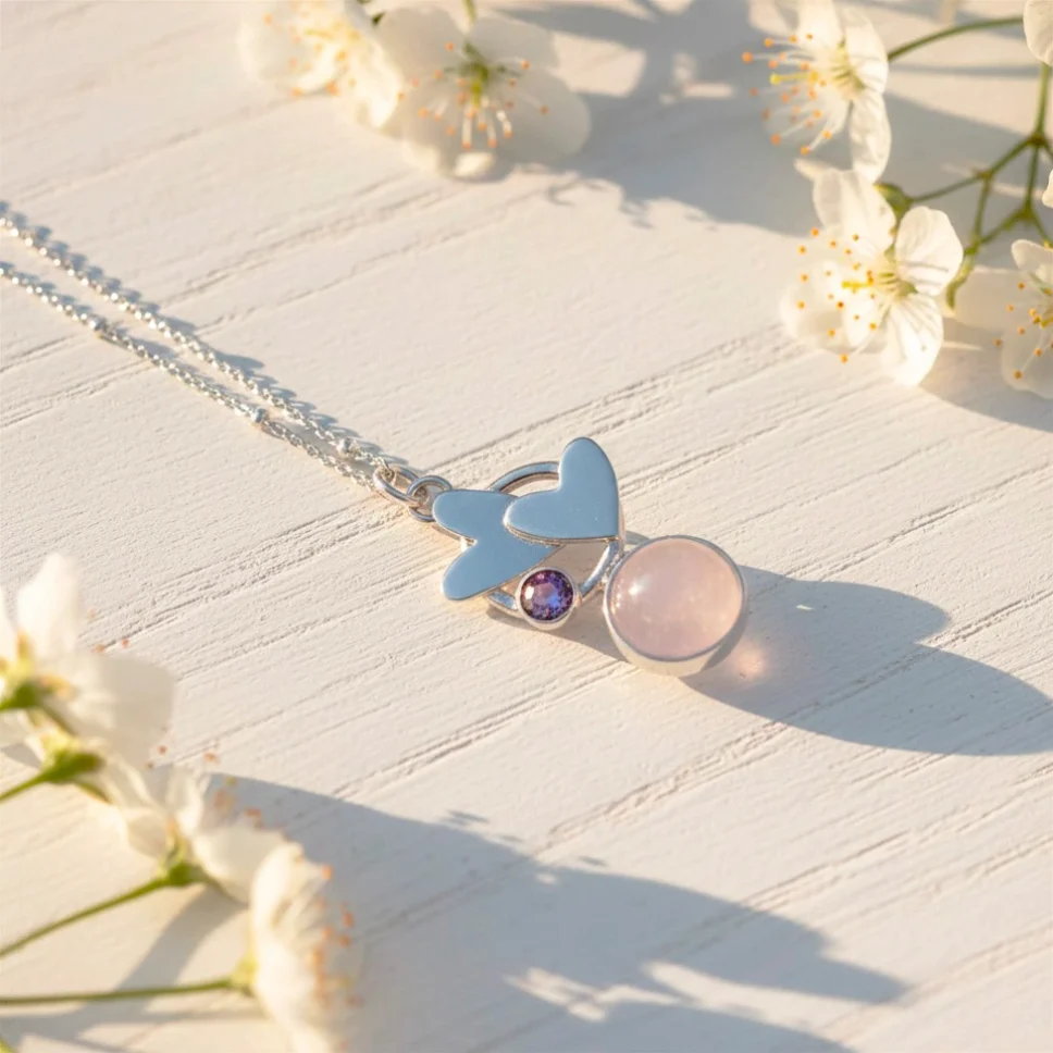 collar delicado cuarzo rosa amor