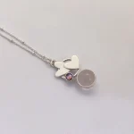 collar con esfera cuarzo rosa plata