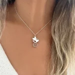 colgante cuarzo rosa corazones plata