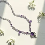Collar hippie chic con amatistas y colgante hecho a mano