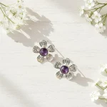Aros flor con amatista