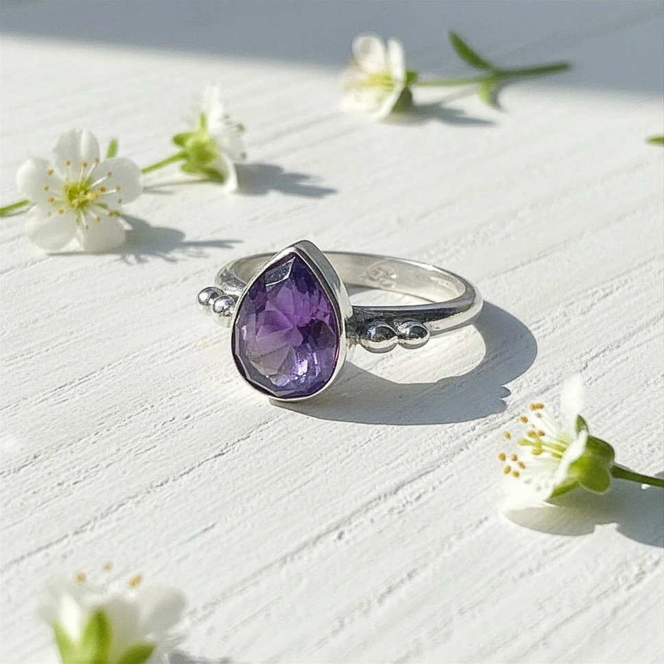 Joya exclusiva con amatista – anillo elegante y delicado hecho a medida