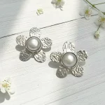 Aros flor - perlas naturales