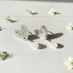 Aros corazones - piedra luna natural