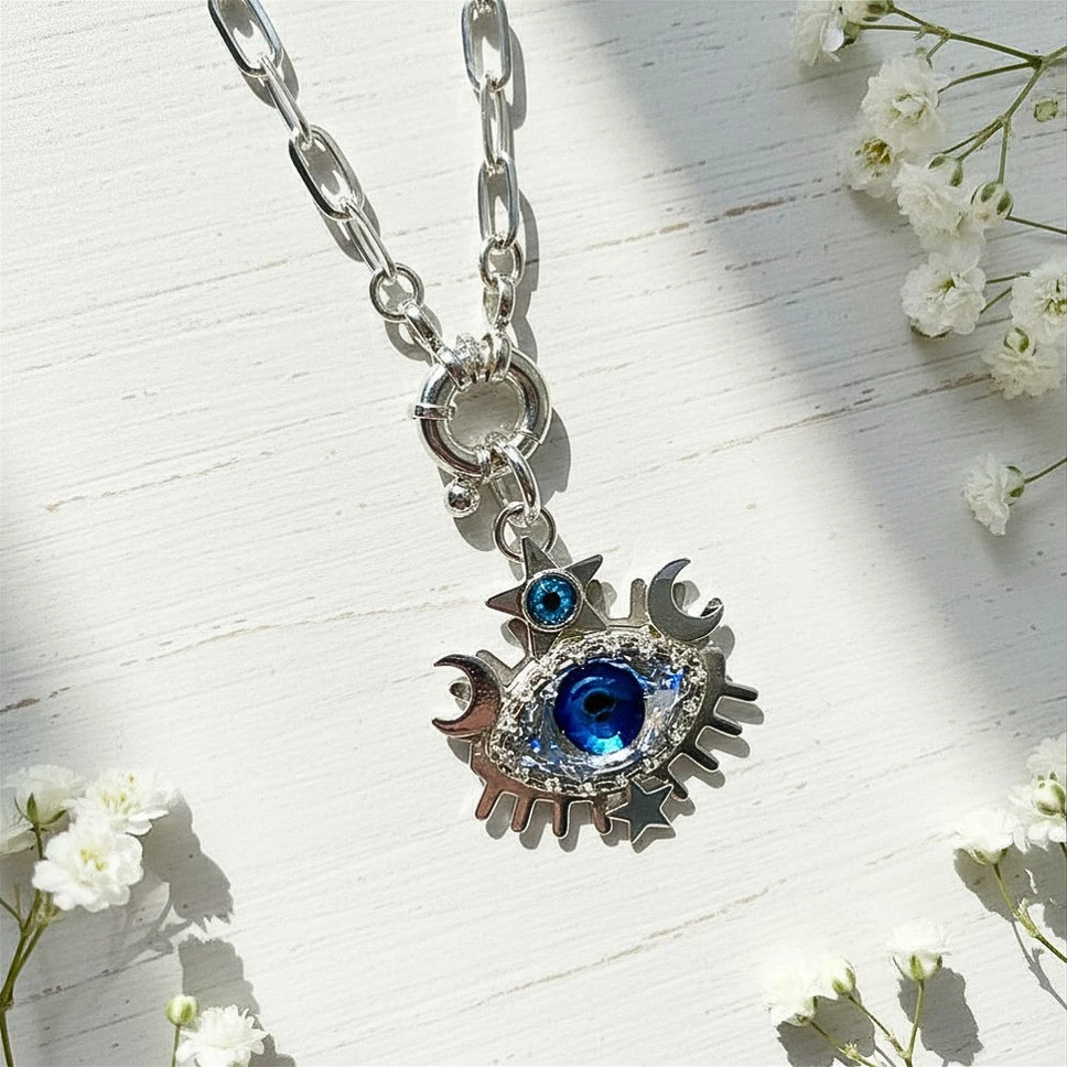 Colgante Ojo Mistic con cristal Swarovski en plata 950