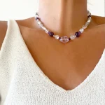 collar energético de amatista y cuarzo natural