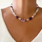 collar hecho a mano con cuarzos y amatistas naturales