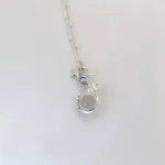 collar mini esfera cuarzo cristal natural con detalles marinos plata 950