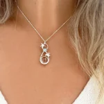 collar femenino cuarzo cristal giratorio con diseño océano plata 950