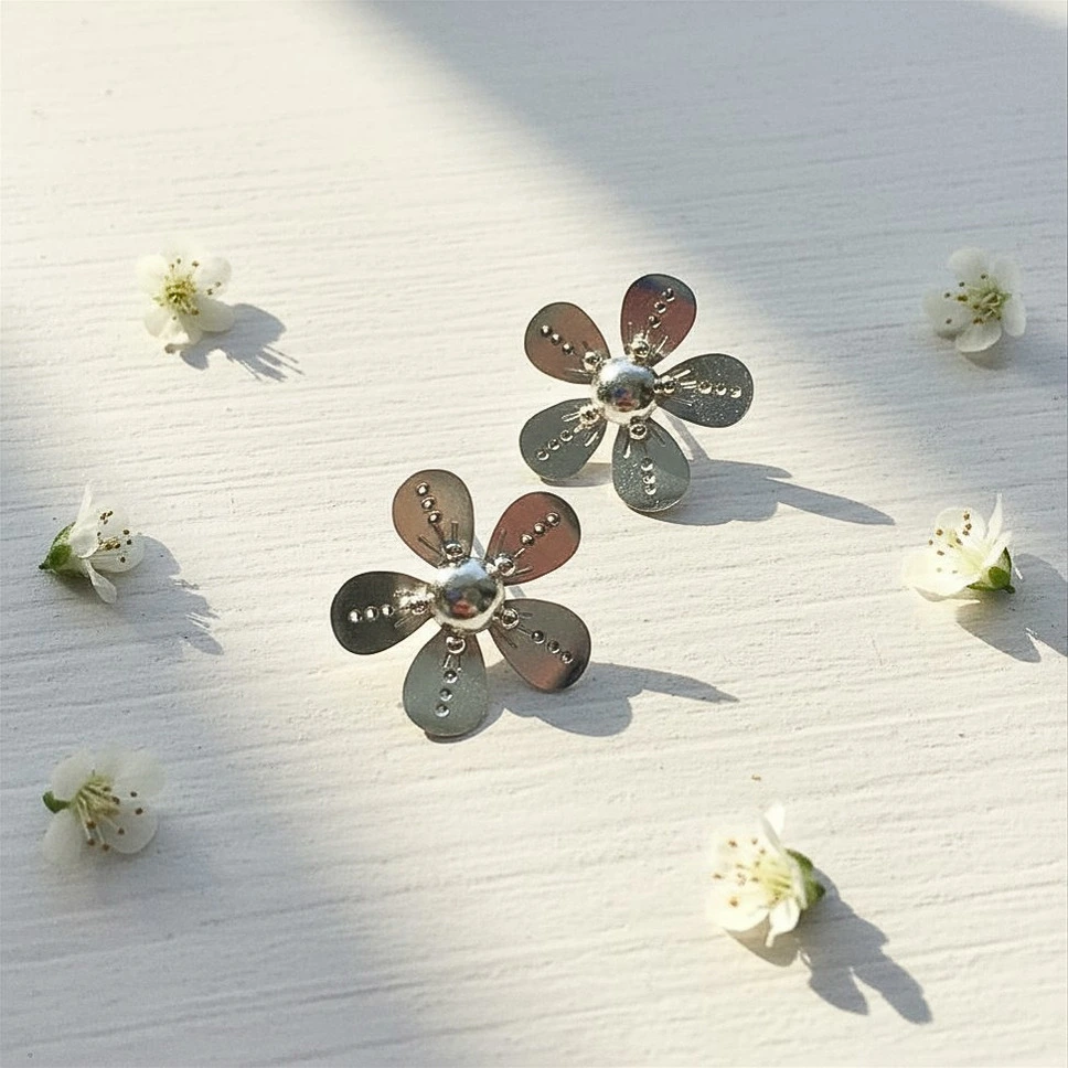 Aros flor de plata