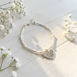 pulsera corazón de mama perlas naturales plata te amo mama