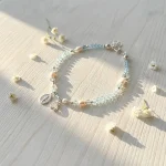pulsera hecha a mano con topacio celeste aguamarina y cristal swarovski