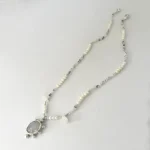 collar elegante con piedra luna perlas y cristales swarovski