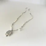 collar artesanal de plata 950 con piedra luna y perlas naturales