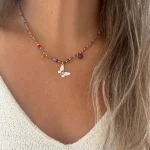 Collar con citrino amatista y cristales diseño artesanal plata