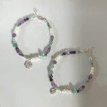Pulsera espiritual con amatista y amazonita, perlas cultivadas y terminación plata 950 colección Divinity