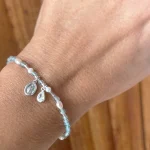pulsera de plata con piedras naturales topacio celeste aguamarina y perlas
