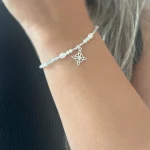 pulsera juliet labradorita perlas nudo de bruja plata 950 hecha a mano