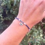 pulsera de plata con lapislazuli y ojo con circones