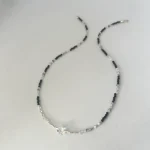 collar artesanal plata con turmalina negra piedra luna y cristal